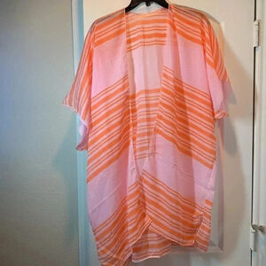 Striped Wrap White & Orange 100% Viscose New